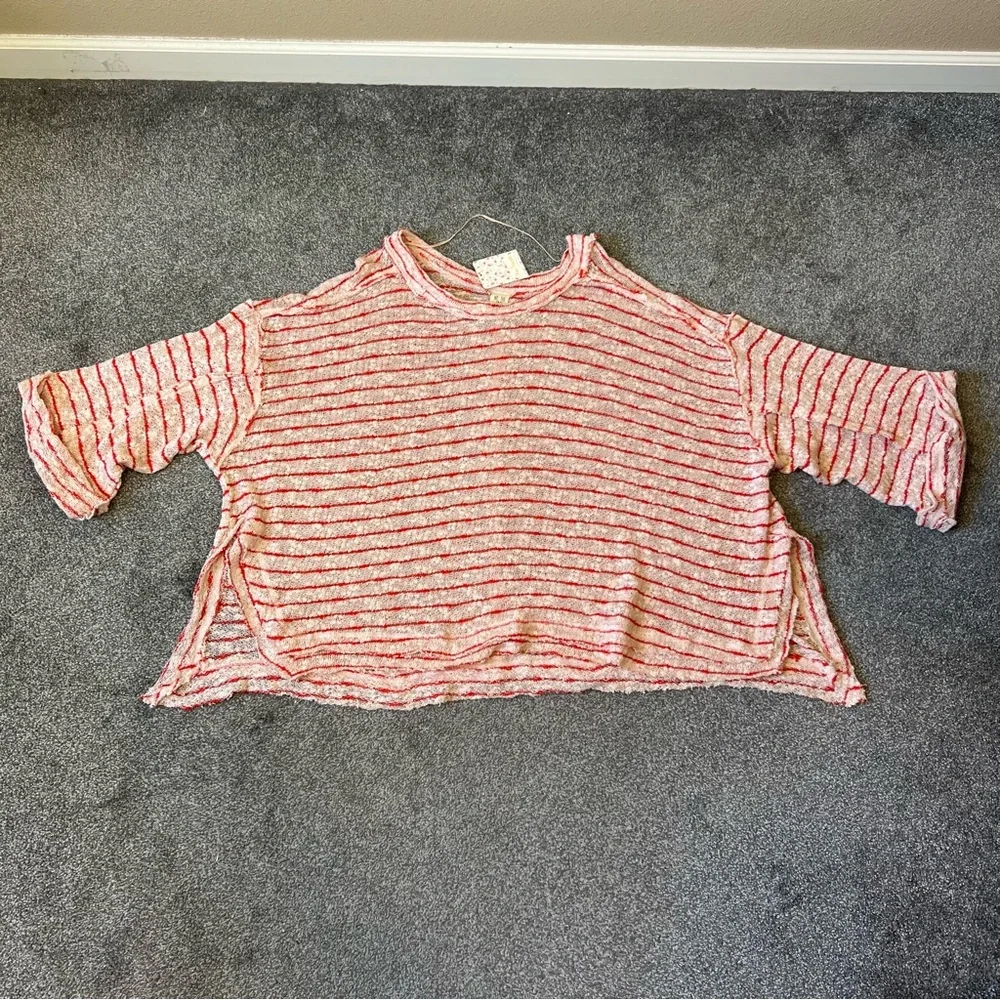 Free People Striped Island Girl Top Blush Combo